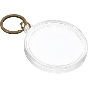 PATIKIL Plastic Coin Holder Keychain, Round Coin Case with Key Ring Medallion Holder for Coins Jewelry, Silver