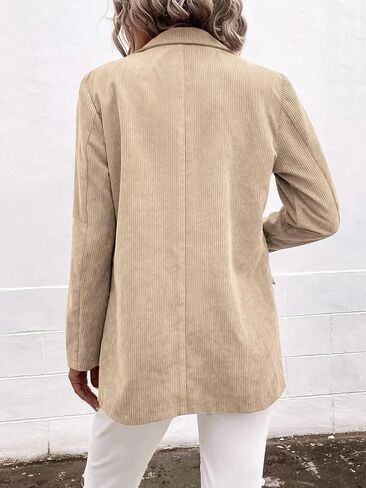 Women Corduroy Blazer Jackets Casual Boyfriend Open Front Business Work Office Pactchwork PU Leather Outfit Coat in Kuwait