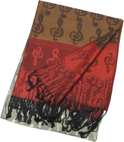 TZ Promise Women Pashmina Shawl Reversible Fashion Music Notes Wrap Scarf w/Fringes in Saudi Arabia
