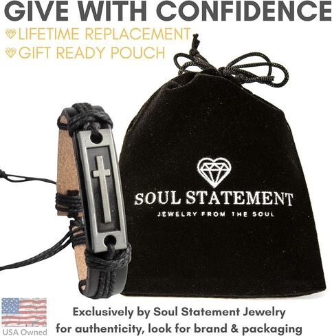 Engraved Leather Adjustable Bracelet for Men & Teens, Confirmation Inspirational Christian Gifts for Teenagers in Kuwait