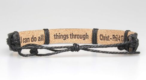 Engraved Leather Adjustable Bracelet for Men & Teens, Confirmation Inspirational Christian Gifts for Teenagers in Kuwait