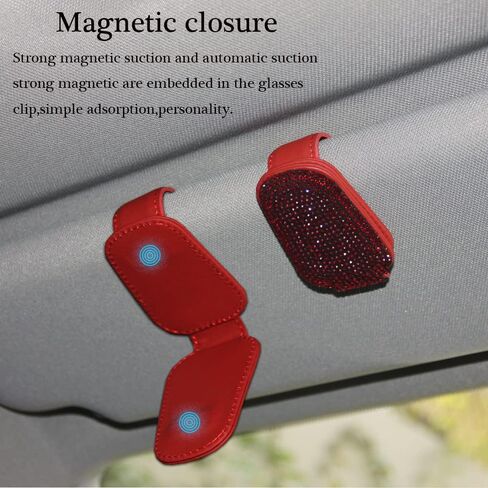ACODABLEM Bling Car Glass Holder Sun Visor, Bling Crystal Rhinestone Sunglasses Magnetic Holder Mount Universal Eyeglasses Hanger Clip, Ticket Card Clip for Car, Car Sun Visor Accessories (Sliver) in Saudi Arabia