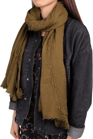 Belsen Unisex Cotton Blend Crinkle Soft Long Scarf Hijab Wrap Shawl Headwear Scarf in Saudi Arabia