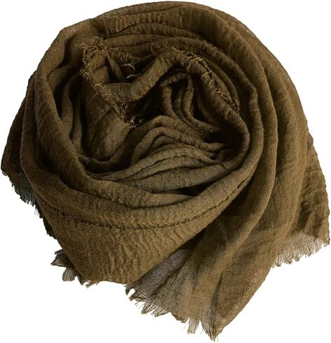 Belsen Unisex Cotton Blend Crinkle Soft Long Scarf Hijab Wrap Shawl Headwear Scarf in Saudi Arabia