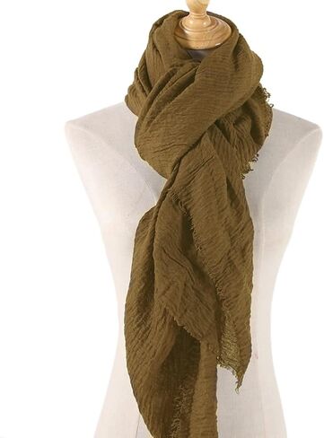 Belsen Unisex Cotton Blend Crinkle Soft Long Scarf Hijab Wrap Shawl Headwear Scarf in Saudi Arabia