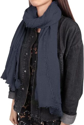 Belsen Unisex Cotton Blend Crinkle Soft Long Scarf Hijab Wrap Shawl Headwear Scarf in Saudi Arabia
