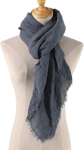 Belsen Unisex Cotton Blend Crinkle Soft Long Scarf Hijab Wrap Shawl Headwear Scarf in Saudi Arabia