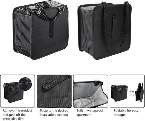 Car Trash Can, 3 Gallon Foldable Hanging Waterproof Vehicle Garbage Box, Leakproof Lage Capacity Auto Interior Litter Storage Bag Organizer, Universal for SUV, Truck, RV in Saudi Arabia
