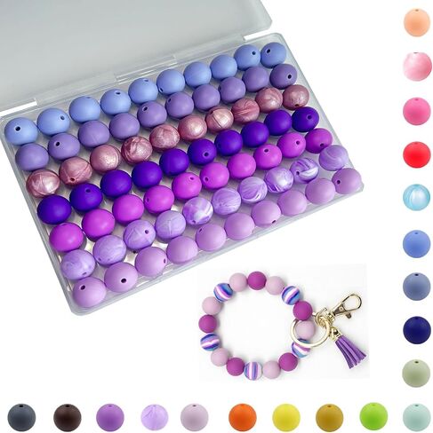 15mm Silicone Beads,70PCS Silicone Beads Bulk for Keychain Making Soft Rubber Round Beads for DIY Crafts Jewelry Beads for Necklace Bracelet Accessories (Macaron Color) in Saudi Arabia