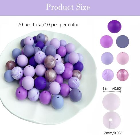 15mm Silicone Beads,70PCS Silicone Beads Bulk for Keychain Making Soft Rubber Round Beads for DIY Crafts Jewelry Beads for Necklace Bracelet Accessories (Macaron Color) in Saudi Arabia