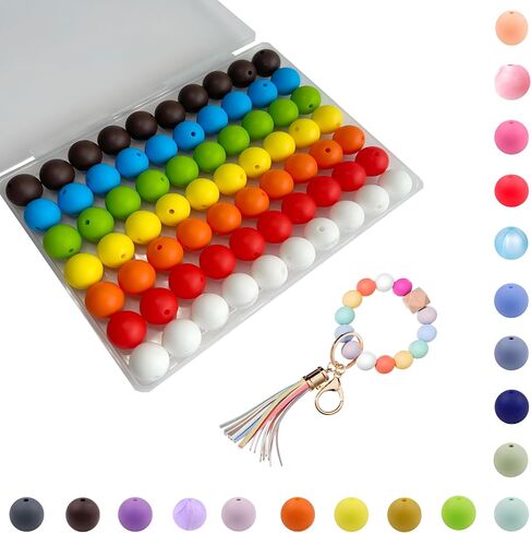 15mm Silicone Beads,70PCS Silicone Beads Bulk for Keychain Making Soft Rubber Round Beads for DIY Crafts Jewelry Beads for Necklace Bracelet Accessories (Macaron Color) in Saudi Arabia