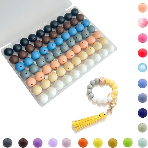 15mm Silicone Beads,70PCS Silicone Beads Bulk for Keychain Making Soft Rubber Round Beads for DIY Crafts Jewelry Beads for Necklace Bracelet Accessories (Macaron Color) in Saudi Arabia