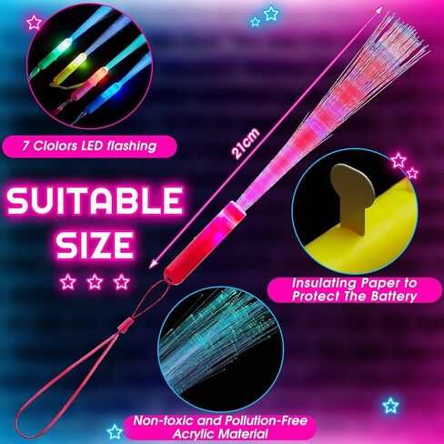 Kasyat 10 Pieces Fiber Optic Light Wand Stick Glow Flashing Wands Fiber Optic Wands LED Flashing Sticks LED Fiber Wands Colorful Flashing LED Wands for Boys and Girls Party Favors (Blue) in Kuwait