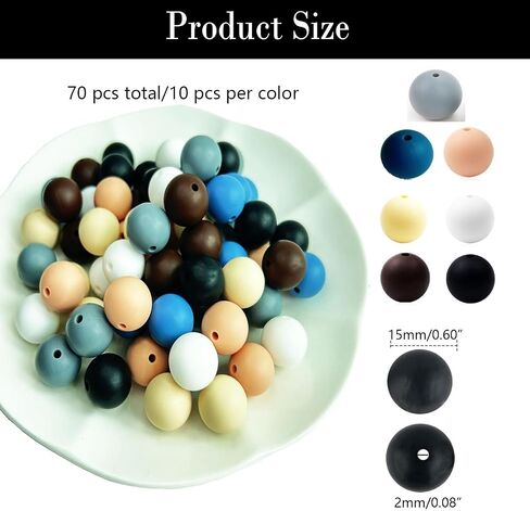 15mm Silicone Beads,70PCS Silicone Beads Bulk for Keychain Making Soft Rubber Round Beads for DIY Crafts Jewelry Beads for Necklace Bracelet Accessories (Macaron Color) in Saudi Arabia