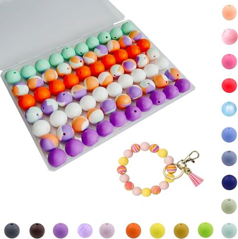 15mm Silicone Beads,70PCS Silicone Beads Bulk for Keychain Making Soft Rubber Round Beads for DIY Crafts Jewelry Beads for Necklace Bracelet Accessories (Macaron Color) in Saudi Arabia