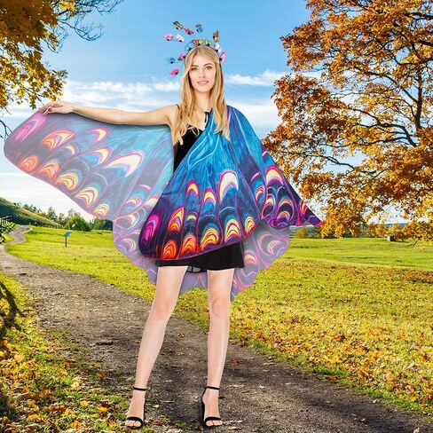 Butterfly Wings Shawl Costume Fairy Moth Wings Cape for Women Girls Halloween Cosplay Party Costumes 95x44 inch in Saudi Arabia