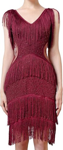 Flapper Dresses,1920s Dresses for Women, Gatsby Party Costume, Womens Cocktail Dresses, Sexy V-Neck Tassel Fun Dress in Saudi Arabia