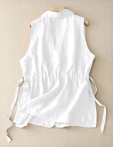 IDEALSANXUN Cotton Linen Vest for Women Sleeveless Blazers Oversized Lightweight Cardigans Spring Summer Jacket Waistcoat in Saudi Arabia
