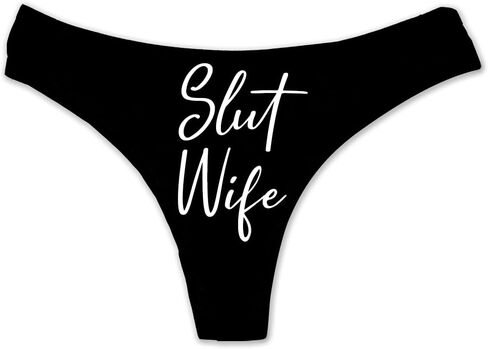 Slut Wife Funny Women Fetish Underwear Black High Rise Thong, Dirty Slut Undies in Saudi Arabia