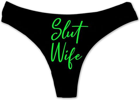 Slut Wife Funny Women Fetish Underwear Black High Rise Thong, Dirty Slut Undies in Saudi Arabia