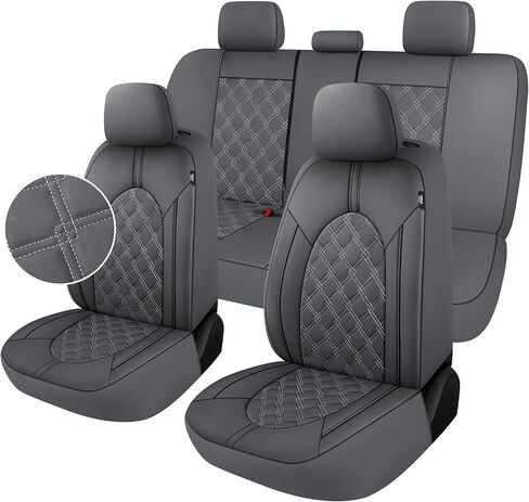 YGL Luxury Leather Car Seat Covers Full Set, Non-Slip Seat Cover Protectors, Universal Fit for Cars, Trucks, SUVs, Vans, Pickups, Airbag Compatible, Seat Covers for Car Interior (Black/Red) in Saudi Arabia