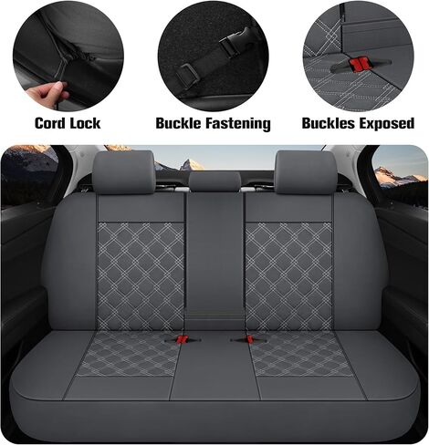 YGL Luxury Leather Car Seat Covers Full Set, Non-Slip Seat Cover Protectors, Universal Fit for Cars, Trucks, SUVs, Vans, Pickups, Airbag Compatible, Seat Covers for Car Interior (Black/Red) in Saudi Arabia