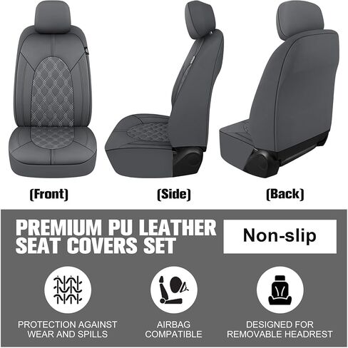 YGL Luxury Leather Car Seat Covers Full Set, Non-Slip Seat Cover Protectors, Universal Fit for Cars, Trucks, SUVs, Vans, Pickups, Airbag Compatible, Seat Covers for Car Interior (Black/Red) in Saudi Arabia