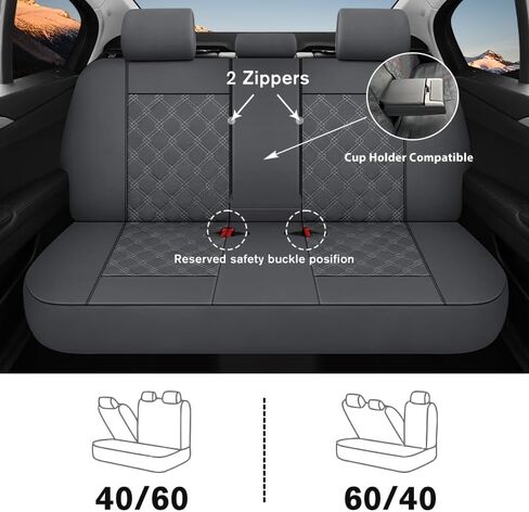 YGL Luxury Leather Car Seat Covers Full Set, Non-Slip Seat Cover Protectors, Universal Fit for Cars, Trucks, SUVs, Vans, Pickups, Airbag Compatible, Seat Covers for Car Interior (Black/Red) in Saudi Arabia
