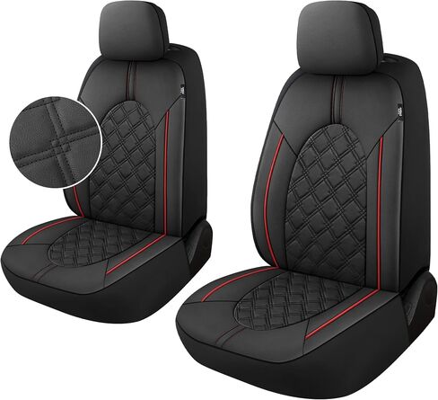 YGL Luxury Leather Car Seat Covers Full Set, Non-Slip Seat Cover Protectors, Universal Fit for Cars, Trucks, SUVs, Vans, Pickups, Airbag Compatible, Seat Covers for Car Interior (Black/Red) in Saudi Arabia