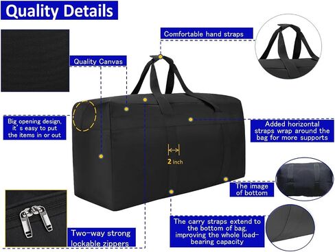 Large Duffle Bag 100L Foldable Storage Bag Check In Bag for Men Travel Camping Moving Large Items Storage and More (100L Black) in Saudi Arabia