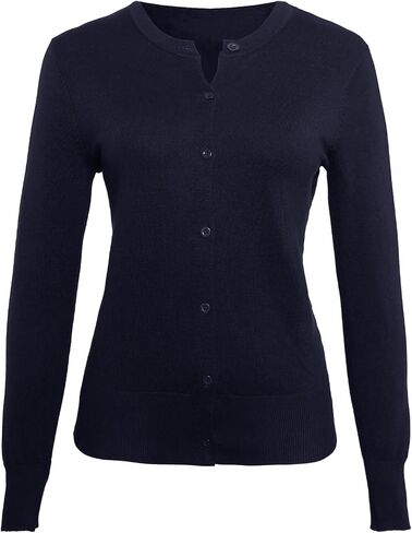 Gracyoga Women's Classic Long Sleeve Knit Cardigan Lightweight Open Front Button Down Crew Neck Fall Cardigan Sweater in Saudi Arabia