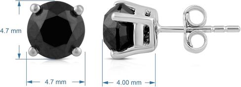 Jewelili 10K White Gold Stud Earrings with Treated Black Round Diamonds 0.5 Cttw or 0.75 Cttw or 1.0 Cttw or 2 Cttw in Saudi Arabia