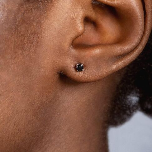 Jewelili 10K White Gold Stud Earrings with Treated Black Round Diamonds 0.5 Cttw or 0.75 Cttw or 1.0 Cttw or 2 Cttw in Saudi Arabia