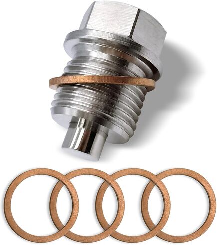 ZKFAR 1 PC M12 x 1.25 Oil Drain Plug with T2 Copper Washer Gaskets, Oil Plug Anti Leakage Replacement, Oil Pan Plug for Qashqai X-Trail New Teana New Sunshine Liwei Sylphy Tiida Nissan (Silver) in Saudi Arabia