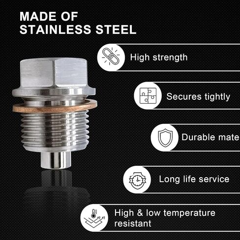 ZKFAR 1 PC M12 x 1.25 Oil Drain Plug with T2 Copper Washer Gaskets, Oil Plug Anti Leakage Replacement, Oil Pan Plug for Qashqai X-Trail New Teana New Sunshine Liwei Sylphy Tiida Nissan (Silver) in Saudi Arabia