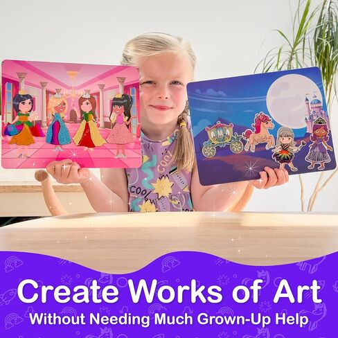 Craftikit ® الحائز على جائزة يونيكورن والأميرة فويل الفن وفن خدش قوس قزح للأطفال - مجموعة الفنون والحرف 2 في 1 للأطفال من سن 4 إلى 10 - حرف يونيكورن للفتيات من سن 4، 5، 6، 7، 8، 9، 10 in Saudi Arabia