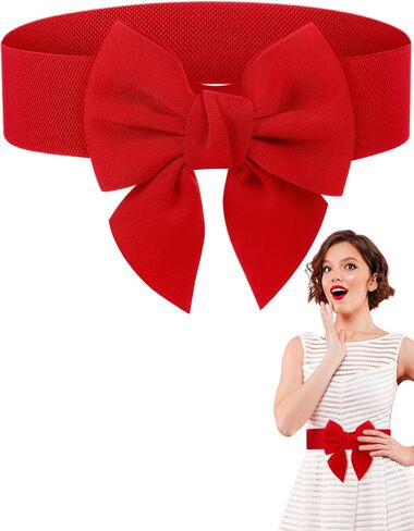 Geyoga Women Bow Belt Elastic Waist Belt Bowknot Stretchy Corset Dress Sash Belt 2.4'' Wide in Saudi Arabia
