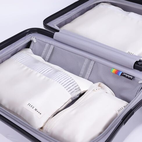 4 Set Silky Travel Packing Organizer, Luggage Organizer Bag with Zipper, Soft and Smooth, Lightweight and Foldable, Mini/Small/Medium/Large Sizes, Fit for Daily and Travel Storage (4 Set, Craie) in Saudi Arabia