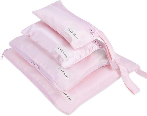 4 Set Silky Travel Packing Organizer, Luggage Organizer Bag with Zipper, Soft and Smooth, Lightweight and Foldable, Mini/Small/Medium/Large Sizes, Fit for Daily and Travel Storage (4 Set, Craie) in Saudi Arabia