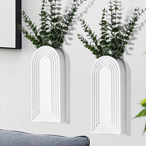 Dnnnii 2 Pack Modern Wall Wood Vase-Entryway Decor, Wood Wall Art, Hallway Decor-Modern Farmhouse & Boho Bathroom Wall Decor-Perfect for Dining Room, Living Room, or Any Narrow Wall Space（Black） in Saudi Arabia