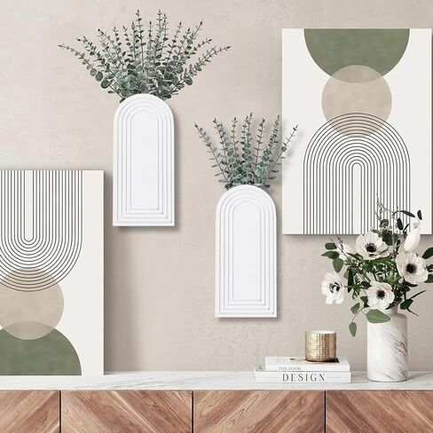 Dnnnii 2 Pack Modern Wall Wood Vase-Entryway Decor, Wood Wall Art, Hallway Decor-Modern Farmhouse & Boho Bathroom Wall Decor-Perfect for Dining Room, Living Room, or Any Narrow Wall Space（Black） in Saudi Arabia