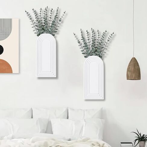 Dnnnii 2 Pack Modern Wall Wood Vase-Entryway Decor, Wood Wall Art, Hallway Decor-Modern Farmhouse & Boho Bathroom Wall Decor-Perfect for Dining Room, Living Room, or Any Narrow Wall Space（Black） in Saudi Arabia