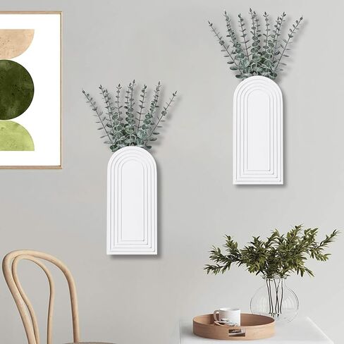 Dnnnii 2 Pack Modern Wall Wood Vase-Entryway Decor, Wood Wall Art, Hallway Decor-Modern Farmhouse & Boho Bathroom Wall Decor-Perfect for Dining Room, Living Room, or Any Narrow Wall Space（Black） in Saudi Arabia