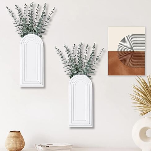 Dnnnii 2 Pack Modern Wall Wood Vase-Entryway Decor, Wood Wall Art, Hallway Decor-Modern Farmhouse & Boho Bathroom Wall Decor-Perfect for Dining Room, Living Room, or Any Narrow Wall Space（Black） in Saudi Arabia
