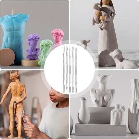 Clay Sculpting Tools, 5 Pcs Stainless Steel Double-Headed Miniature Sculpting Tools Set Polymer Clay Tools Carving Supplies for Pottery, Embossing, Air Dry Clay, Modeling, Shaping, Miniatures Models in Saudi Arabia