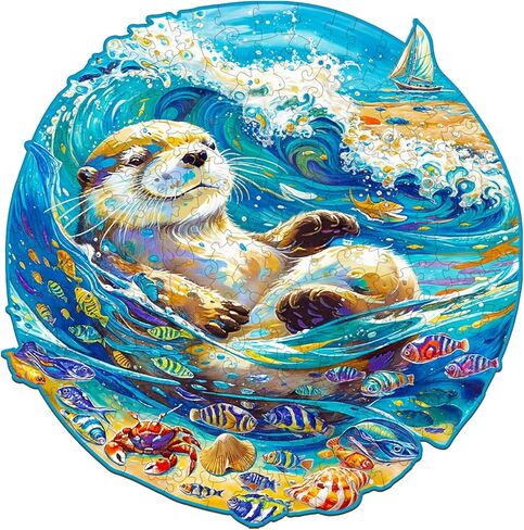 Wooden Puzzles for Adults, Wooden Otter Puzzles, Wooden Jigsaw Puzzles, Birthday Gifts for Puzzle Lover, Wood Adult Puzzles (M-11.4 * 11.3in 200pcs) in Saudi Arabia