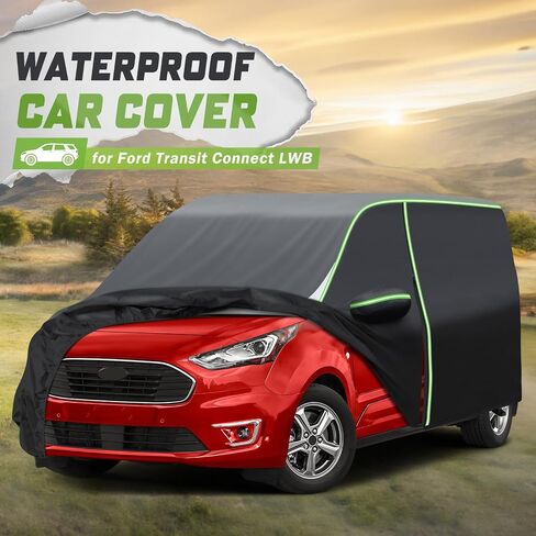 غطاء سيارة لسيارة Ford Transit Connect 2014-2023، غطاء سيارة كامل لجميع الأحوال الجوية أغطية سيارة لسيارة Transit Connect، غطاء خارجي مقاوم للماء مع شرائط عاكسة للباب بسحاب in Kuwait