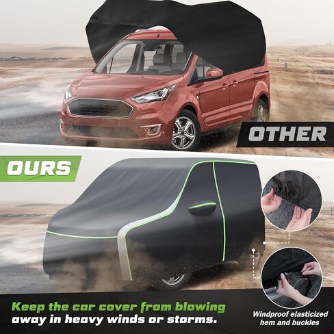 غطاء سيارة لسيارة Ford Transit Connect 2014-2023، غطاء سيارة كامل لجميع الأحوال الجوية أغطية سيارة لسيارة Transit Connect، غطاء خارجي مقاوم للماء مع شرائط عاكسة للباب بسحاب in Kuwait