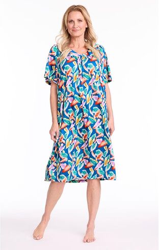 CATALOG CLASSICS Womens Muumuu House Dress Lounger Short Sleeve with Pockets 42" in Saudi Arabia