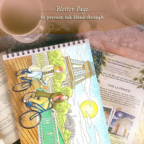 كتاب تلوين ColorIt Route 66 للبالغين، و50 محطة توقف ومعالم وعلامات مميزة على طول الشارع الرئيسي في أمريكا، مطبوع على ورق سميك مع غلاف حلزوني، وغلاف كتاب مقوى، وحواف مثقوبة، ونشافة حبر in Kuwait
